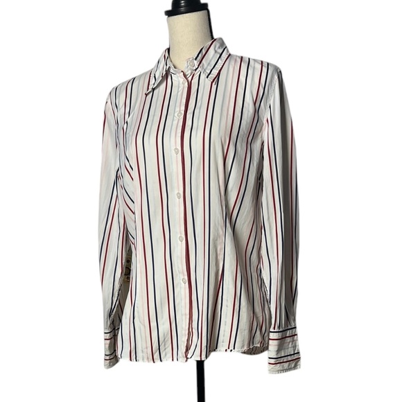Tommy Hilfiger Tops - Tommy Hilfiger Women's Long Sleeve Button Dn Striped Shirt  Cotton 14 Pre-owned
